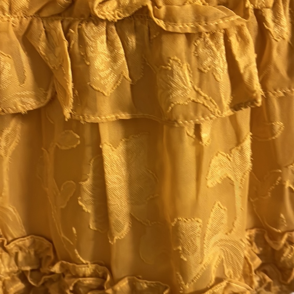Lulus Ruffle Yellow Jacquard Dress - Picture 4 of 10